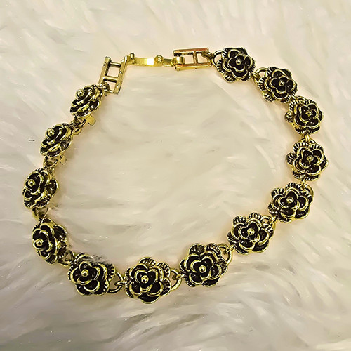 Metall armband gold schwarz - armband, gold/schwarz