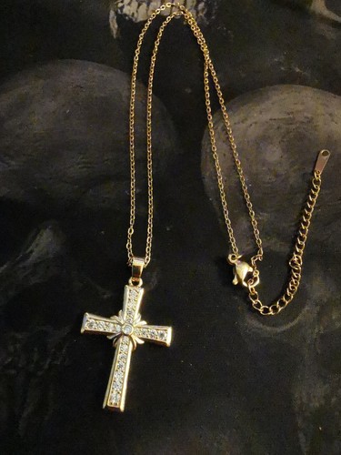 Goldfarbige kreuz halskette - kreuz,
