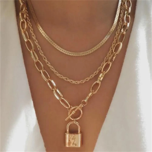 Trendige layering kette mit - layering,